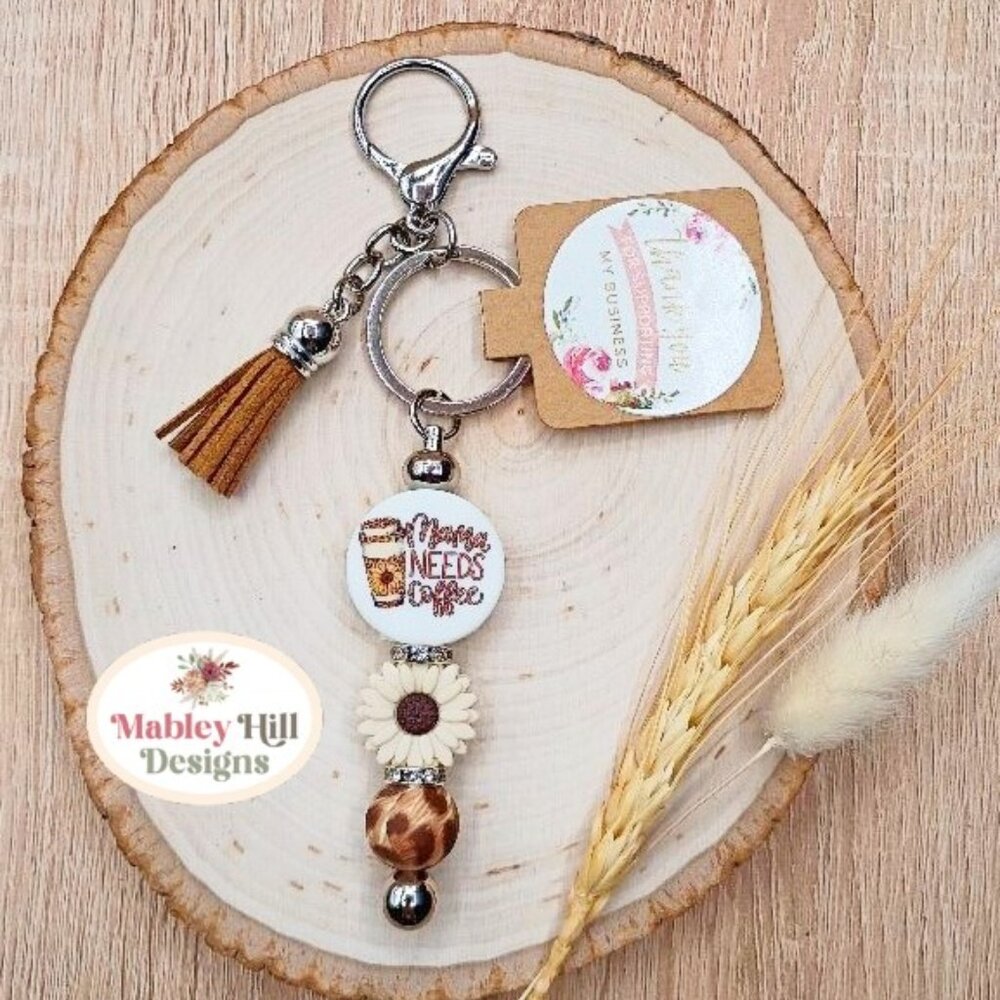Mama Needs Coffee Keychain - Mama Bag Charm - Gift For Coffee Loving Mom - NWT